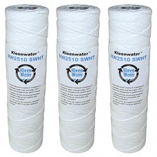 KleenWater High Temperature Water Filters  2.5 x 9.75 Inch String Wound Cartridges  Stainless Steel Core with Scale Inhibitor  3 Pack - B00M8AA1BI